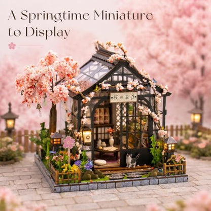 Book Nook Kit Dollhouse Kit, 3D Wooden Puzzle Sakura Japan - Image 4