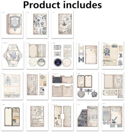 Indigo Vintage Curios Junk Journal Folio Kit, Vintage Scrapbook DIY Handcraft Supplies, Creative Mini Folder & Booklet Making Set for Handmade Art Projects - Image 5