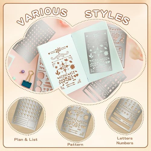 6PCS Planner Stencils, Metal Journal Stencil for Wood Burning - Image 4