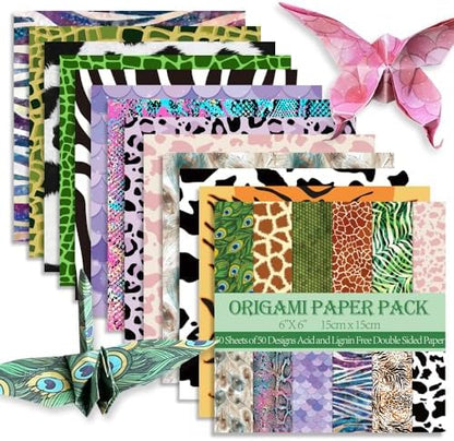 6x6" Origami Paper,50Sheets Double Sided Colored Paper,Square Craft Paper by Mifuner