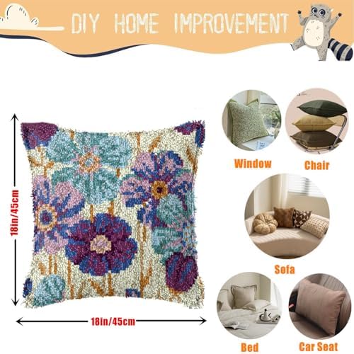 Daisy Flower Latch Hook Kits for Adults Beginners, Pre-Printed 17“ X 17" - Image 3