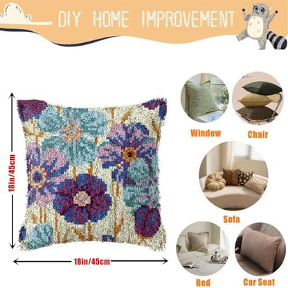 Daisy Flower Latch Hook Kits for Adults Beginners, Pre-Printed 17“ X 17" - Image 3