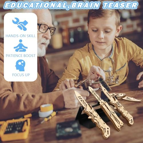 4 Pack 3D Wooden Puzzle for Adults DIY Wooden Puzzles Knife Kit Brain Teaser Mechanical Model Building Toy for Adult Craft Hobby Wood Graduation Art Gift for Teens Men Puzzle Fans - Image 4