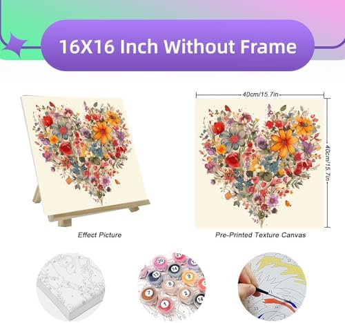 BYGFHLYW Wildflower Paint by Numbers Kit for Adults Beginners 16x16In - Image 2