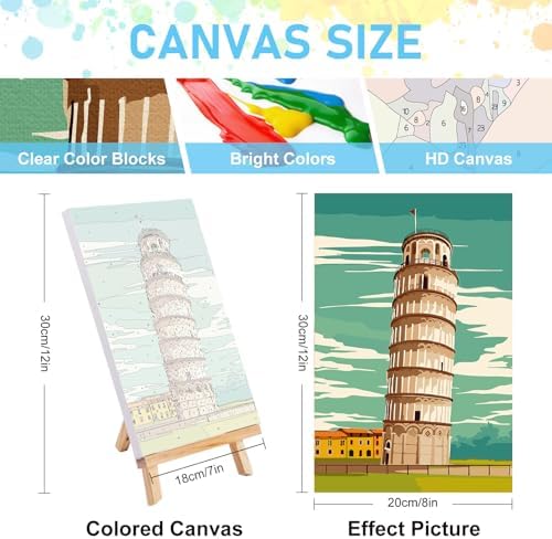 4 Pack Framed Paint by Numbers Kit for Adults with Wooden Easel, 8x12 Inch - Image 3