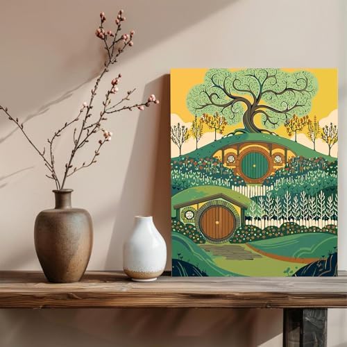 xcemhil Paint by Numbers Kit for Adults Landscape, Cabin Paint by Numbers for Adults, New Zealand House Paint by Number for Gifts and Home Wall Decor 16x20 Inch - Image 3