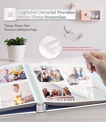 Artfeel Photo Album Self Adhesive Scrapbook Album for 3x5 4x6 5x7 8x10 Pictures, 60 Pages Linen Cover with Display Window DIY Photo Book,Ideal Gifts for Family Travel Wedding Baby - Image 3