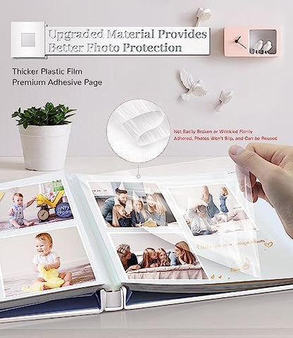 Artfeel Photo Album Self Adhesive Scrapbook Album for 3x5 4x6 5x7 8x10 Pictures, 60 Pages Linen Cover with Display Window DIY Photo Book,Ideal Gifts for Family Travel Wedding Baby - Image 3