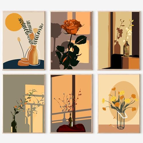 CasaWeave 6 Packs Paint by Numbers Kit for Adults Beginners,Easy Acrylic Adults Paint by Number Kits,Simple Flower Oil Paint by Numbers Kits On Canvas for Home Decor 7.8x11.8inch by Unknown