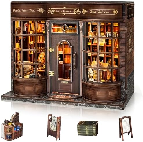 BELEEV Book Nook Kit for Adult and Teens,3D Wooden Puzzle(Hoggor Bookstore) by BELEEV