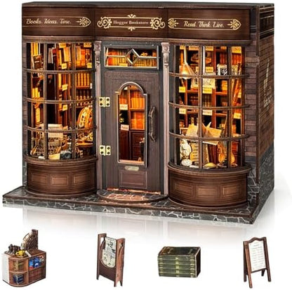 BELEEV Book Nook Kit for Adult and Teens,3D Wooden Puzzle(Hoggor Bookstore) by BELEEV