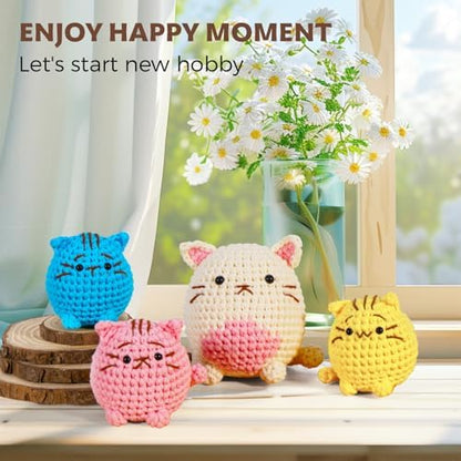 Crochet Kit for Beginners - Learn to Crochet 4 Adorable Cat Amigurumi with Step-by-Step Video Tutorial and Easy Peasy Yarn, Complete Starter Kit for Adults Kids, DIY Craft Gift for Birthday Christmas - Image 7