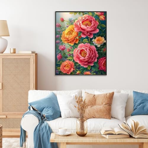 Paint by Numbers Kit for Adults, Peony Flowers Number Painting Canvas Kit - Image 2