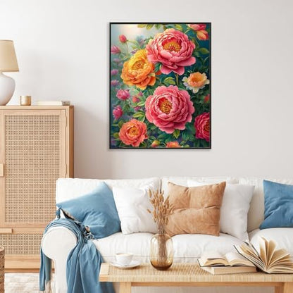 Paint by Numbers Kit for Adults, Peony Flowers Number Painting Canvas Kit - Image 2