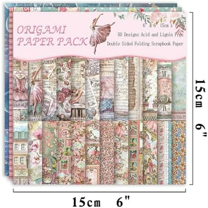 Origami Paper 50 Sheets, 6-Inch Square Double Sided Colored Craft Paper - Image 2