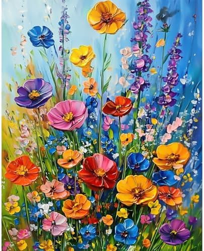 NXIKYO Wild Flowers Paint by Numbers Kit for Adults Beginner, Colorful Adult Paint by Number Kits on Canvas, DIY Acrylic Oil Easy Painting by Numbers for Home Wall Decor 16 X 20 inch (Without Frame) by NXIKYO