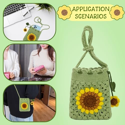 Fedmut Crochet Kit for Beginners, Sunflower Phonebag Crochet Kit for Adults - Image 6