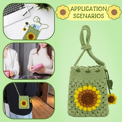 Fedmut Crochet Kit for Beginners, Sunflower Phonebag Crochet Kit for Adults - Image 6
