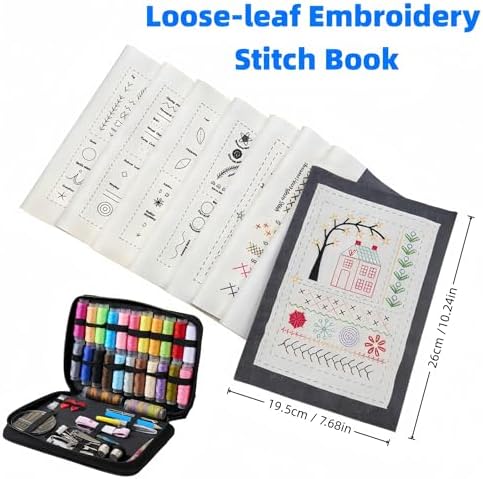 SanQiuShe Stitch Book, Embroidery Stitch Book, DIY Sewing Books, Embroidery Books of Stitches,97 PCS Beginner Embroidery Kit, Portable All-in-One Hand Embroidery Book for Adults & DIY Craft Lovers - Image 2