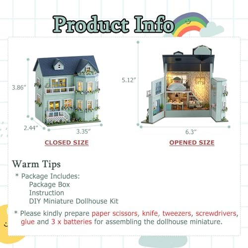 DIY Miniature House Kit with Furniture, Opened & Closed Mini Dollhouse - Image 6