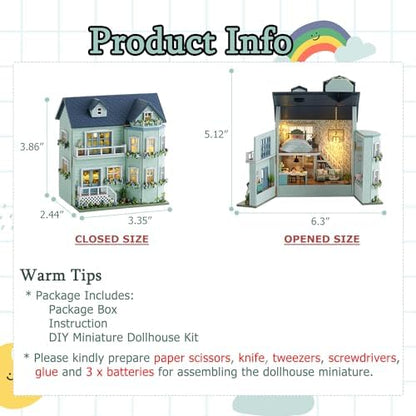 DIY Miniature House Kit with Furniture, Opened & Closed Mini Dollhouse - Image 6