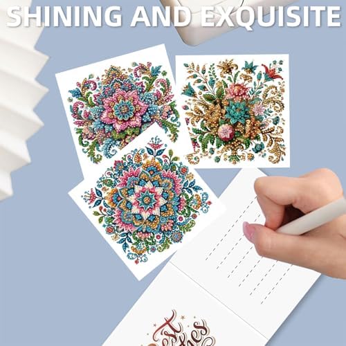12 Packs Diamond Painting Greeting Card Kit Diamond Art Greeting Cards Special Shaped Diamond Painting Greeting Card Arts Crafts for Christmas Birthday Thanksgiving Day Holiday (Mandala) - Image 5