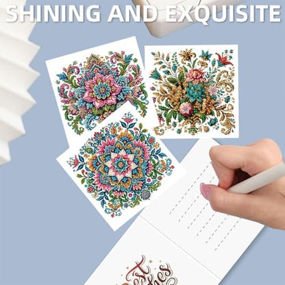 12 Packs Diamond Painting Greeting Card Kit Diamond Art Greeting Cards Special Shaped Diamond Painting Greeting Card Arts Crafts for Christmas Birthday Thanksgiving Day Holiday (Mandala) - Image 5