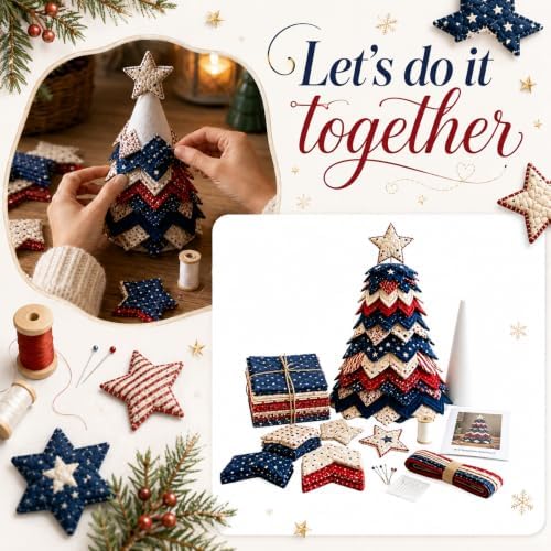 DIY Quilted Christmas Tree Kit, 3D Fabric Patchwork Craft Set for Adults & Beginners, Handmade Holiday Sewing & Tabletop Decor Project, Creative Crafting Gift Box - Image 2