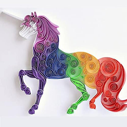Horse Unicorn Paper Quilling Kit Paper Quilling Adult Craft Great for DIY Craft Workshop, Home Decoration,Birthday Gift,Adult Friend interaction.It's Suitable for Adult and Craftsmen.Creative Stress by MerainMe