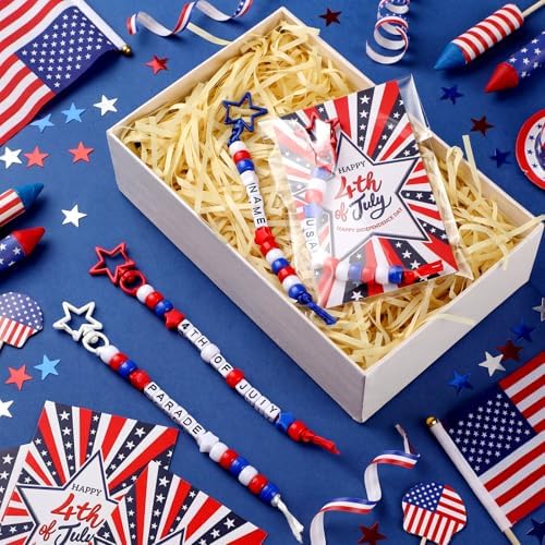 Suncalla 996 Pcs 24 Set 4th of July Patriotic Craft Keychain Making Kit DIY - Image 4