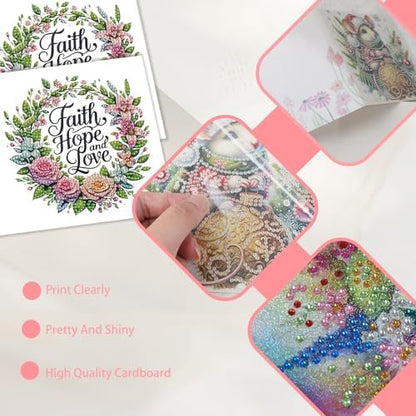 JISHSHAY 6 PCS Crucifix Diamond Painting Greeting Cards Jesus Diamond Art Birthday Cards with Envelopes Gem Art Mosaic Kits for Adults, for Anniversary Valentine Thank You Graduation All-Occasion - Image 5
