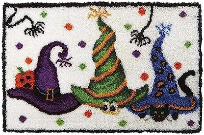 ZFFLYH Latch Hook Kits, Latch Hook Rug Kit for Adults Beginner Halloween Hat Latch Hook Kits with Printed Canvas 52X38cm/20.5 Inch X15 Inch by ZFFLYH