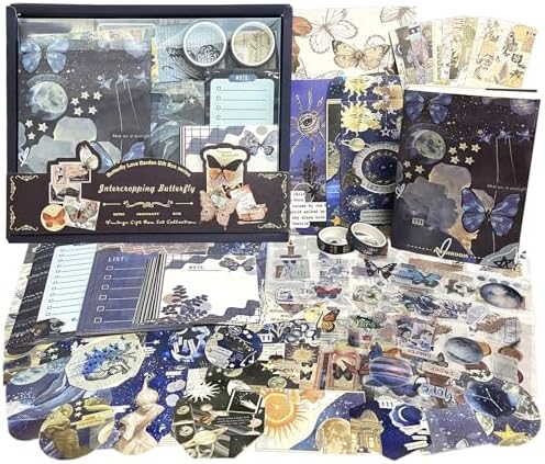 BoomTeck Vintage Aesthetic Scrapbooking Supplies, Bullet Junk Journal Kits with Scrapbook Paper, Washi Stickers, A6 Grid Notebook - DIY Craft Journaling Gift for Teen Girl Adult (Butterfly Garden) by Unknown