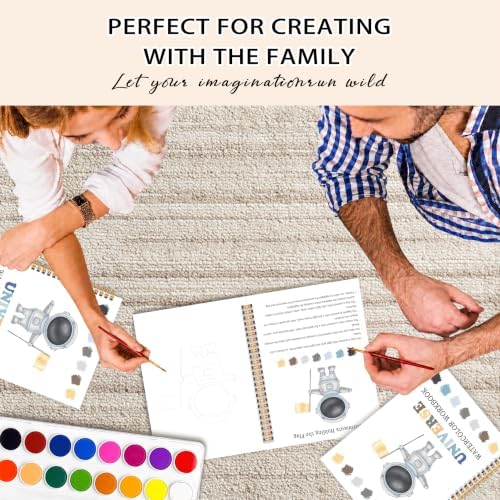 Universe Watercolor Workbook, Easy Water Coloring Book, 12 Patterns, 18 Colors Watercolors Paint Set, Explore Space Watercolor Kit for Beginners, Fun Family Art Activity, Gift for Teen - Image 6