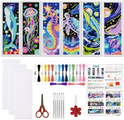 ORIGACH 6 Set Cosmic Ocean Cross Stitch Bookmark Kit for Beginner by ORIGACH
