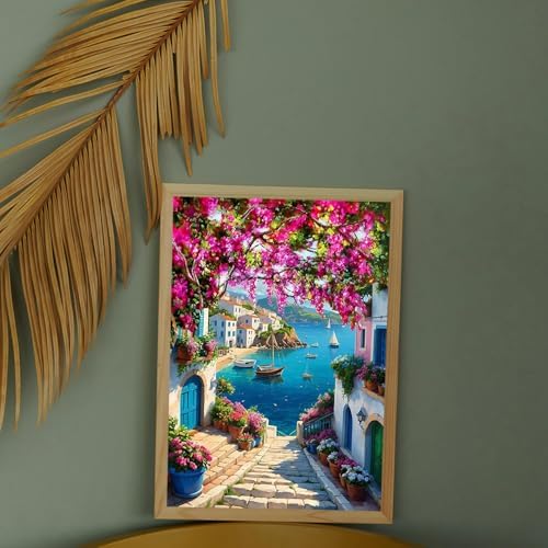 MIRCVSH Scenery Paint by Numbers Kit for Adults,Framed Landscape Paint by Number Kits on Canvas with Brushes,Flowers and Sea Oil Painting Kits with Wooden Easel for Home Wall Decor 12X16 Inch. - Image 5