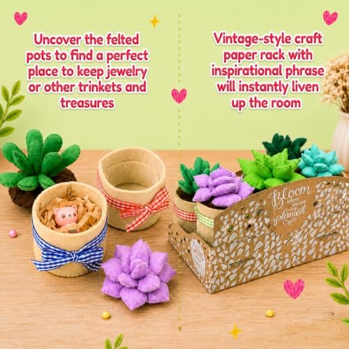 Glittery Garden Felt Succulent Craft Kit. Sewing Project to Make 6 Plushies - Image 4