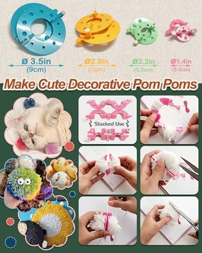 UCDRMA Knitting Loom Kit 35PC Scarf Loom Knitting Kit for Beginners, Quick Loom Knitting for Beginners Adult Contain Instructions, Pom Pom Maker and Yarn for Crochet Blanket Kit - Image 6