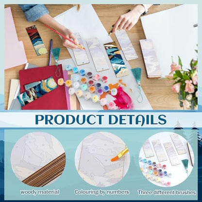 Kosiz 12 Pcs Mountain Paint by Number Kit for Adult Wood Bookmark - Image 3