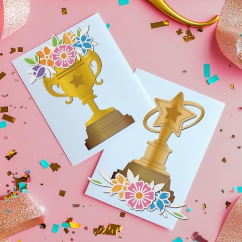 MAYJOYDIY Trophy Flower Metal Cutting Dies for Card Making Flower Leaf Star Trophy Embossing Die Cut Stencils Star Trophy Carbon Steel Die Cutting for Scrapbooking Party Photo Album DIY Paper Crafts - Image 6
