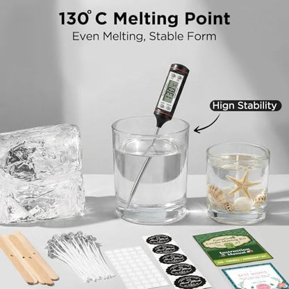 Clear Gel Wax for Candle Making - 1.1LB (500g) Transparent Jelly Candle Wax with Wicks, Wick Stickers & Holders - Non-Toxic, Unscented DIY Gel Wax for Beginners & Crafters - Image 4
