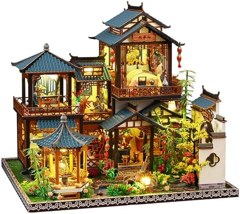 DIY Book Nook Kit - DIY Miniature Dolls House Kit with Furniture and LED Light, 3D Puzzle Wooden Art Bookends, Model Kits for Adults to Build (Yayun Lanting) by Shylamb