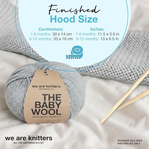 We Are Knitters Titi Hood Kit | Beginner Knitting Gift Kit | Soft Baby Alpaca Flat Knit Bonnet | Cozy Handmade Winter Baby Hood Warm Cozy Gift Set DIY - Image 6