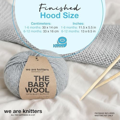 We Are Knitters Titi Hood Kit | Beginner Knitting Gift Kit | Soft Baby Alpaca Flat Knit Bonnet | Cozy Handmade Winter Baby Hood Warm Cozy Gift Set DIY - Image 6