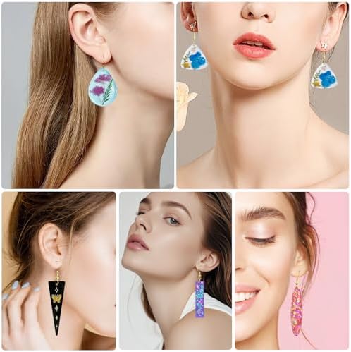 Roxjaejae 129 PCS Resin Earring Molds Silicone Kit, Resin Jewelry Molds with Built-in Holes for Earrings, Necklace, Pendants, Keychains - Image 3