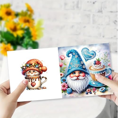 MaiYiYi 6 Pack 5D DIY Gnome Diamond Painting Greeting Cards Art Kits - Image 4