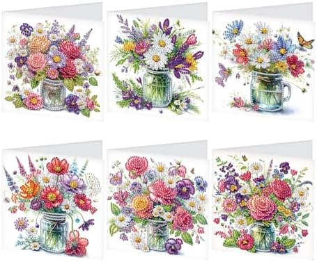 JISHSHAY 6 PCS Diamond Art Greeting Cards Flower Diamond Painting Birthday Cards Vase Gem Art Gem Painting Mosaic Kits for Adults for Thanksgiving Anniversary Valentine Graduation All-Occasion by Unknown