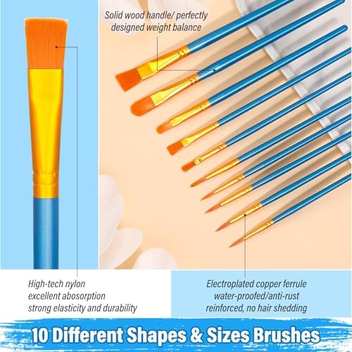 54 Pack Canvas with Easel Set 8 x 10 Inch Canvas Boards with Wooden Easels, Paint Brushes Canvas Panel Painting Kit for Acrylic Oil Watercolor Beginners Art Crafts Sip and Paint Party - Image 4