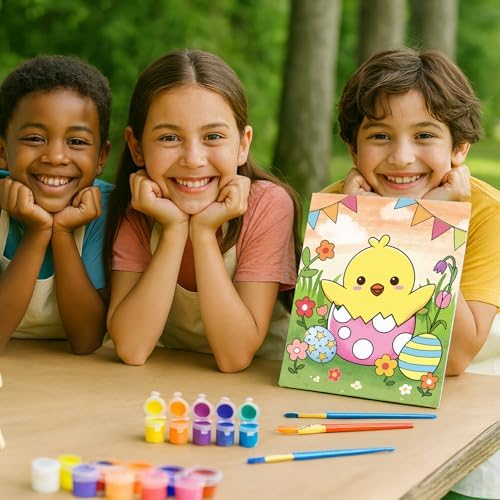 Nuberlic 10Pcs Easter Pre Drawn Canvas to Paint for Kids Girls Boys Painter Teen Adults Happy Easter Bunny Chick Egg Hunt Spring Holiday Painting Kits Pre Stretched Canvas Outline Boards 8x10 inch - Image 6