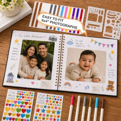 Cvochtty Scrapbook Album 40 Pages with DIY Kits, Craft Paper Photo Album, Black Linen Cover Scrapbooking for 2x3 3x5 4x6 5x7 Pictures, Memory Book for Wedding Baby Family Birthday - Image 6